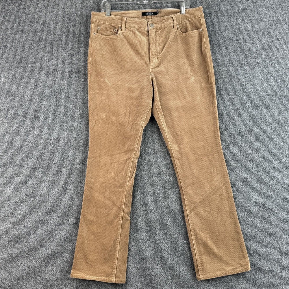 Lauren Ralph Lauren Corduroy Jeans Womens 14 Tan Brown Bootcut Stretch 5 Pocket